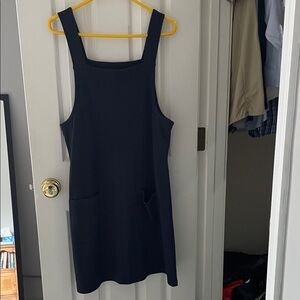 Wool& Goldie Pinafore Dress in a dark blue / charcoal gray